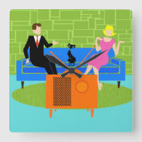Retrokoppeling met kat acrylwandklok