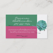 Retrokrabbetgaren visitekaartje met haakhaken (Achterkant)