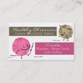 Retrokrabbetgaren visitekaartje met haakhaken (Voorkant)