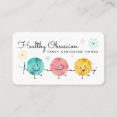 Retrokrabbetgaren visitekaartje met haakhaken (Voorkant)