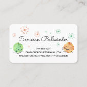 Retrokrabbetgaren visitekaartje met haakhaken (Achterkant)