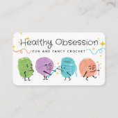 Retrokrabbetgaren visitekaartje met haakhaken (Voorkant)