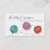 Retrokrabbetgaren visitekaartje met haakhaken (Voorkant)