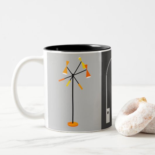 Retrolampen Tweekleurige Koffiemok (Met donut)
