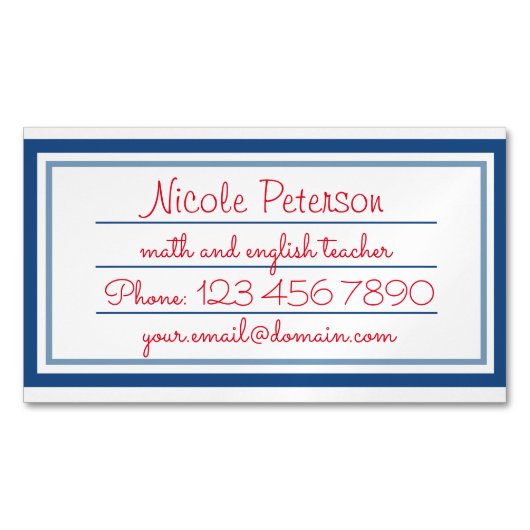 Retroleraar magnetic card visitekaartje magneet (Voorkant)