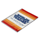 Retroleraar modern blauw rood stijlvol notitieboek (Linkerzijde)