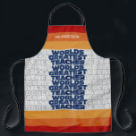 Retroleraar moderne blauwe rode, stijlvolle canvas schort<br><div class="desc">Retro leraar modern blauw,  rood,  oranje en geel,  stijlvol man met  design voor mannelijke leraar,  leuk cadeau.</div>