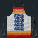 Retroleraar moderne blauwe rode, stijlvolle canvas schort<br><div class="desc">Retro leraar modern blauw,  rood,  oranje en geel,  stijlvol man met  design voor mannelijke leraar,  leuk cadeau.</div>