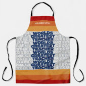 Retroleraar moderne blauwe rode, stijlvolle canvas schort (Voorkant)