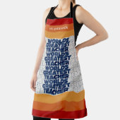 Retroleraar moderne blauwe rode, stijlvolle canvas schort (Insitu)