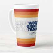 Retroleraar moderne blauwe rode, stijlvolle typogr latte mok (Linkerhoek)