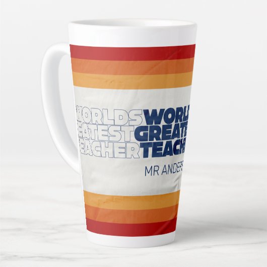 Retroleraar moderne blauwe rode, stijlvolle typogr latte mok (Linkerhoek)