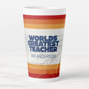 Retroleraar moderne blauwe rode, stijlvolle typogr latte mok