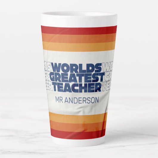 Retroleraar moderne blauwe rode, stijlvolle typogr latte mok (Voorkant)