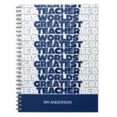 Retroleraar moderne blauwe rode, stijlvolle typogr notitieboek (Voorkant)