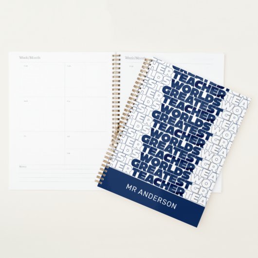 Retroleraar moderne blauwe rode, stijlvolle typogr planner (Display)