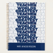 Retroleraar moderne blauwe rode, stijlvolle typogr planner (Voorkant)