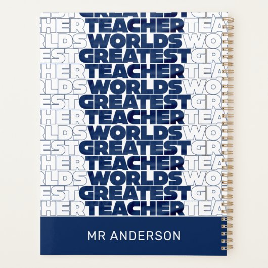 Retroleraar moderne blauwe rode, stijlvolle typogr planner (Achterkant)