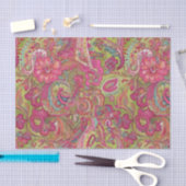 Retrolime groen en roze paisley tissuepapier (Craft)