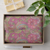 Retrolime groen en roze paisley tissuepapier (Geschenk)