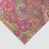 Retrolime groen en roze paisley tissuepapier (Detail)