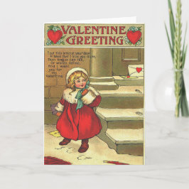 Retromeisje laat valentijnskaart achter op de stoe feestdagen kaart