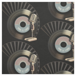 Retromicrofoon en vinyl 45 record stof