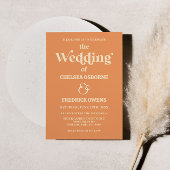 Retrominimalistische Oranje uitnodiging voor wedde