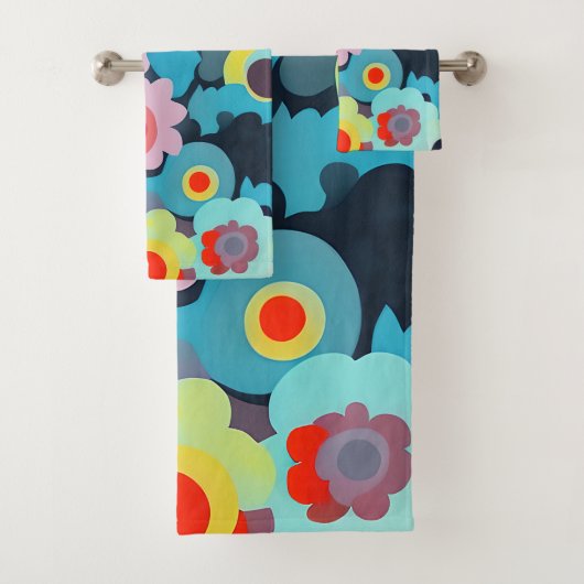 Retromod bloemen bad handdoek (Insitu)