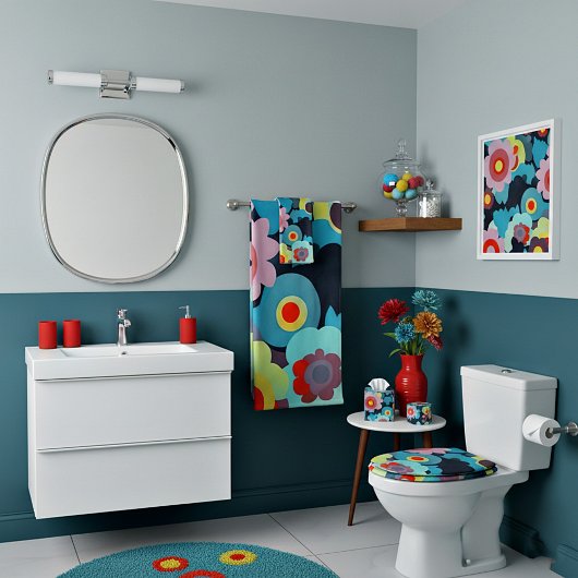 Retromod bloemen bad handdoek