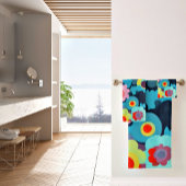 Retromod bloemen bad handdoek