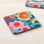 Retromod bloemen bier onderzetter (Linkerzijde)