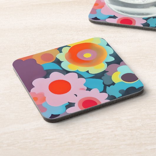 Retromod bloemen bier onderzetter (Linkerzijde)