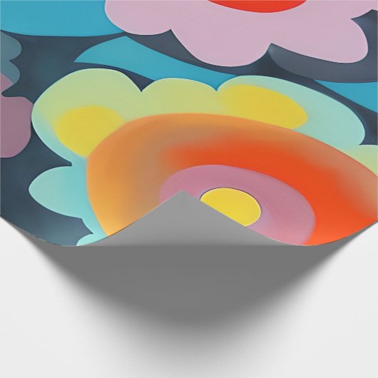 Retromod bloemen cadeaupapier (Hoek)