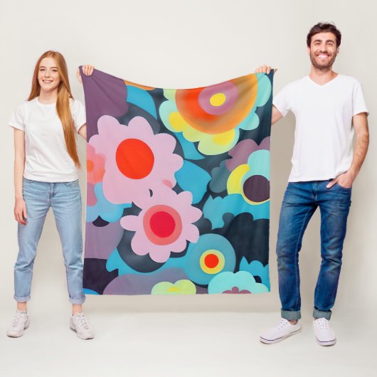 Retromod bloemen fleece deken (In situ)