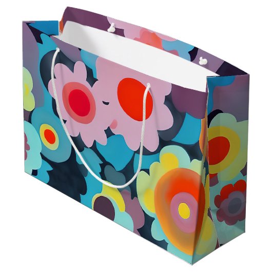 Retromod bloemen groot cadeauzakje (Achterkant Gekanteld)