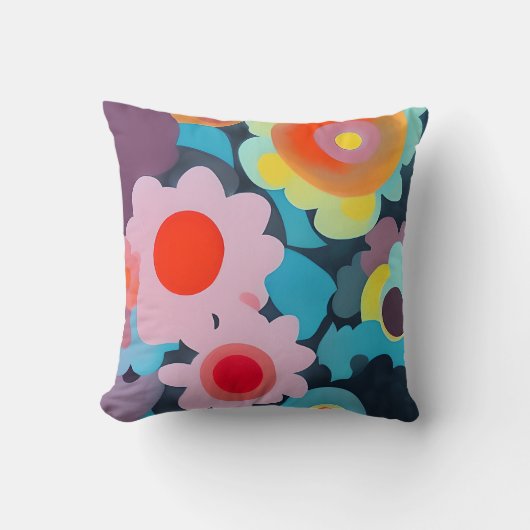 Retromod bloemen kussen (Voorkant)