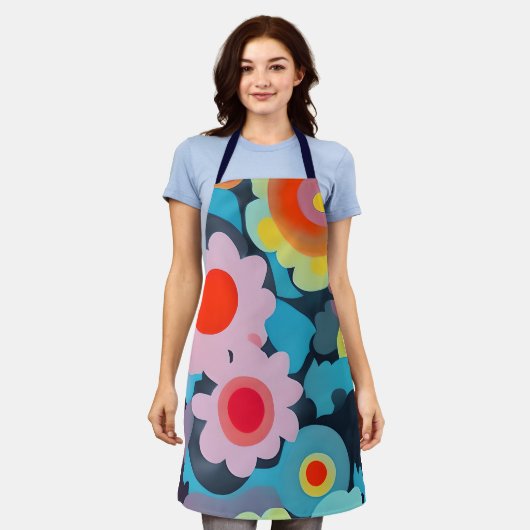 Retromod bloemen schort (Gedragen)