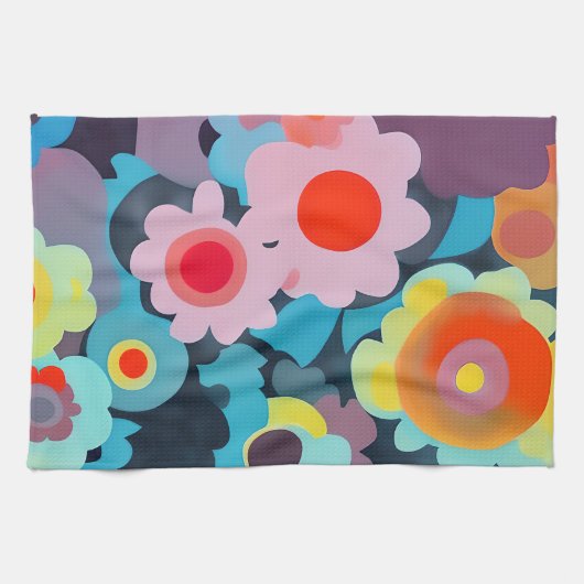 Retromod bloemen theedoek (Horizontaal)