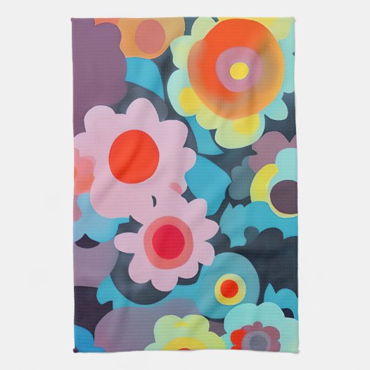 Retromod bloemen theedoek (Verticaal)