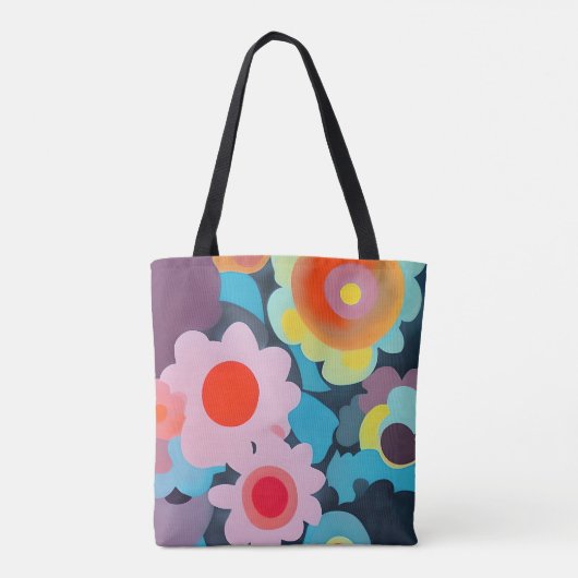 Retromod bloemen tote bag (Achterkant)