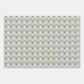RetroMod-patronen Aqua Turquoise Blauw Blos Roze G Inpakpapier Vel (Voorkant 2)
