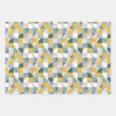 RetroMod Patterns Aqua Teal Blue Blush Pink Yellow Inpakpapier Vel (Voorkant)