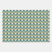 RetroMod Patterns Teal Blue Brown Mustard Yellow Inpakpapier Vel (Voorkant 3)