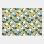 RetroMod Patterns Teal Blue Brown Mustard Yellow Inpakpapier Vel (Voorkant 2)