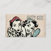 Retromode modellen pet mittens breien haakwerk visitekaartje (Voorkant)