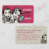 Retromode modellen pet mittens breien haakwerk visitekaartje (Voorkant / Achterkant)
