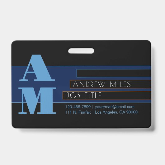 Retromodern monogram en bewerkbare vormen en kleur badge (Voorzijde)