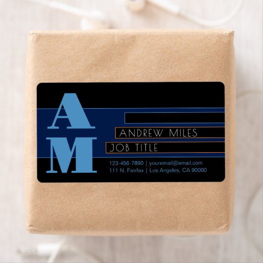 Retromodern monogram en bewerkbare vormen en kleur etiket (Insitu)