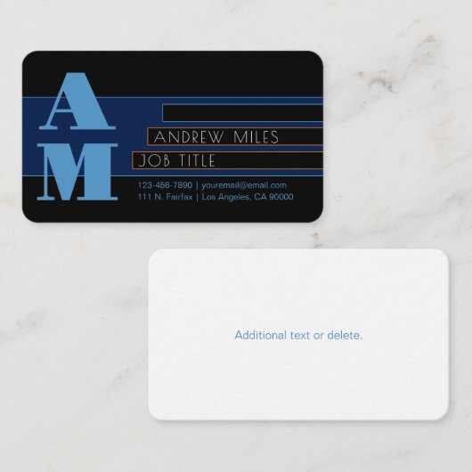 Retromodern monogram en bewerkbare vormen en kleur informatiekaartje (Voorkant / Achterkant)